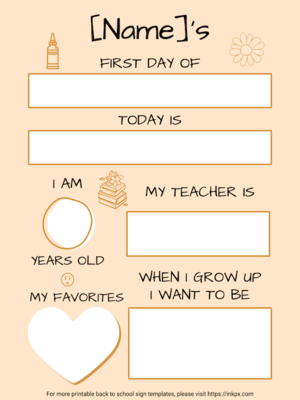 Printable Pure Background Back to School Sign Template