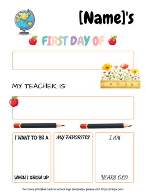Editable Colorful First Day of School Sign Template