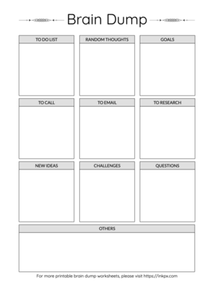 Printable Simple Tab Style Brain Dump Worksheet Template