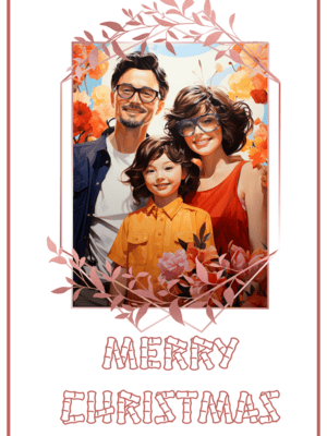 Customable Leaf Frame with Photo Christmas Card