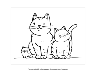 Cute Cat & Kitten Coloring Page