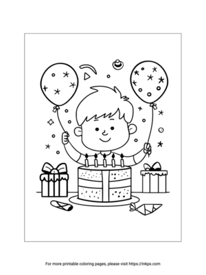 Printable Boy Birthday Coloring Page