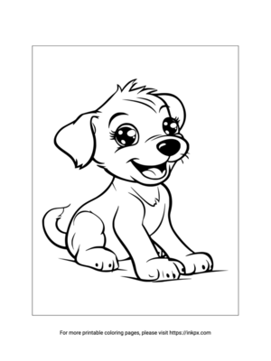 Printable Happy Puppy Coloring Page