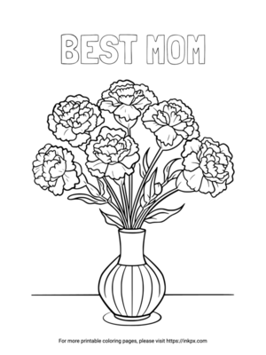Printable Best Mom Carnations Coloring Page