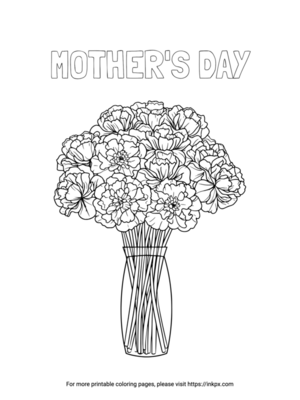 Printable Mother's Day Carnations Coloring Page