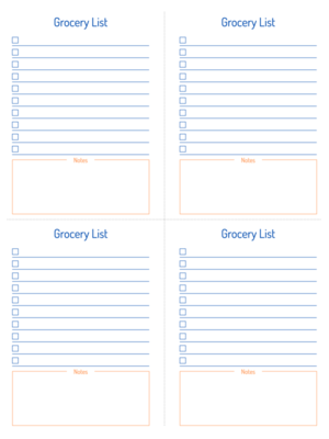 Free Printable Even Compact Colorful Style Grocery List Template