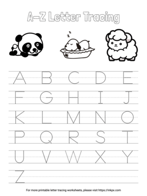 Free Printable Simple Uppercase A-Z Letter Tracing Worksheet