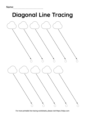 Free Printable Black and White (Right) Diagonal Line Tracing Worksheet