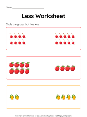 Free Printable Fruit Counting Less Worksheet