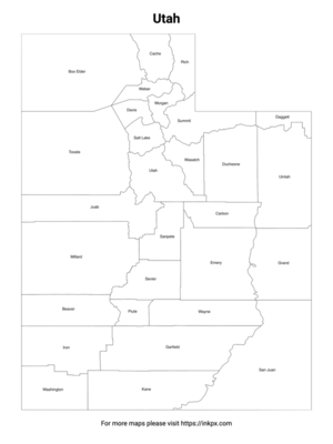 Printable Map of Utah County with Labels