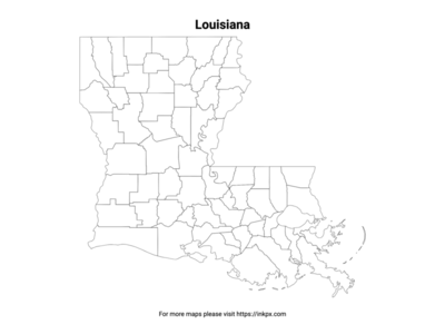 Printable Louisiana State with County Outline