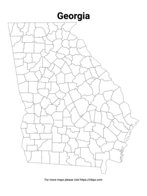 Printable Map of Georgia State with County Outline