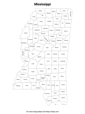 Printable Map of Mississippi County with Labels