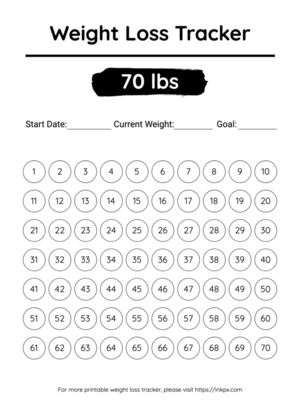 Free Printable Simple 70 Lbs Visual Weight Loss Tracker