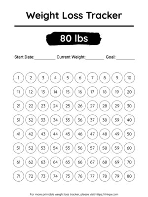 Free Printable Simple 80 Lbs Visual Weight Loss Tracker