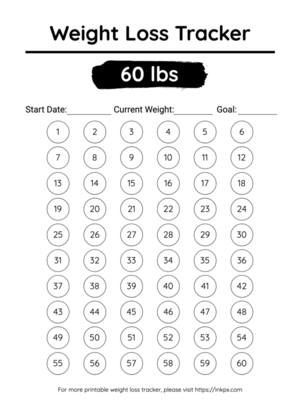 Free Printable Simple 60 Lbs Visual Weight Loss Tracker