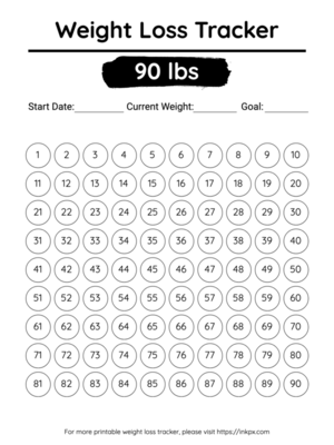 Free Printable Simple 90 Lbs Visual Weight Loss Tracker