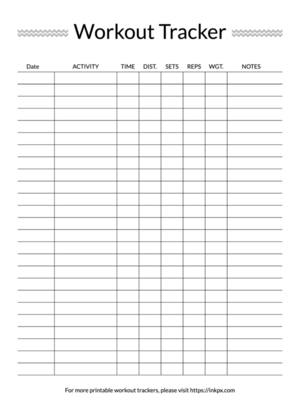 Printable Workout Trackers